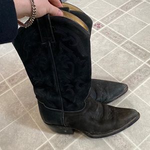 Black suede cowboy boots mens size 7